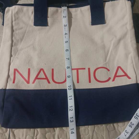 Nautica Cream and Blue Tote Bag with Sporty Design - Picture 6 of 7